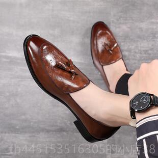 正品2025新夏套季款式英伦透气男师士休闲款小皮鞋韩式流苏头发型