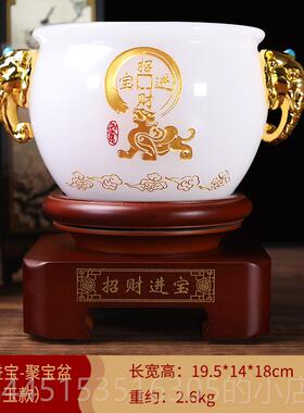 正品琉璃宝盆招财摆件办公室厅酒柜装品摆设店铺饰开业礼客品工艺