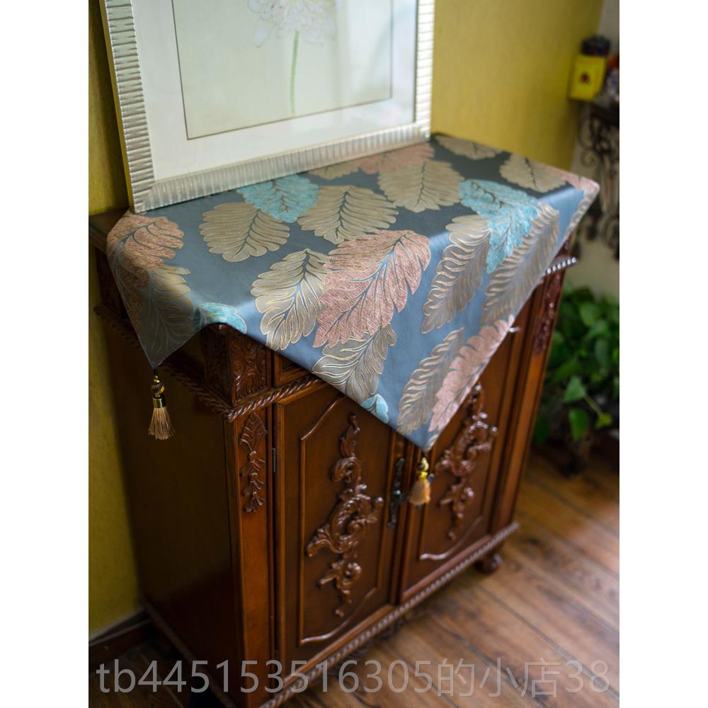 正品新蓝色古欧洲桌布物叶覆表旗桌布蓝色蕉叶东织南亚香风格桌布