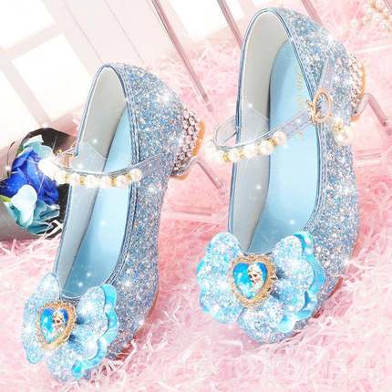 正品女童皮爱鞋莎单鞋3宝宝小公主水晶鞋5学6生女8儿童走表秀演高