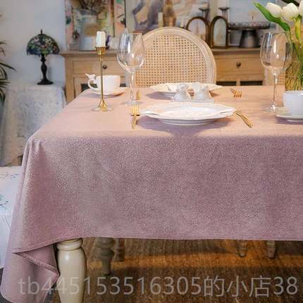 正品丝布绒桌Miss Peoy防水n防轻奢粉色美式北欧椭圆形餐桌盖油布