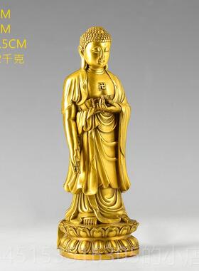 正品全铜阿弥陀佛像家件装居饰品属属狗猪工艺品站摆佛像中式