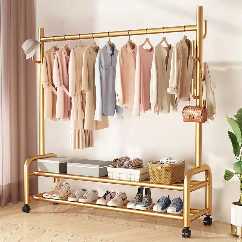 晾衣架落地折叠家用晒衣架阳台卧室挂衣架子室内简易单杆式衣帽架