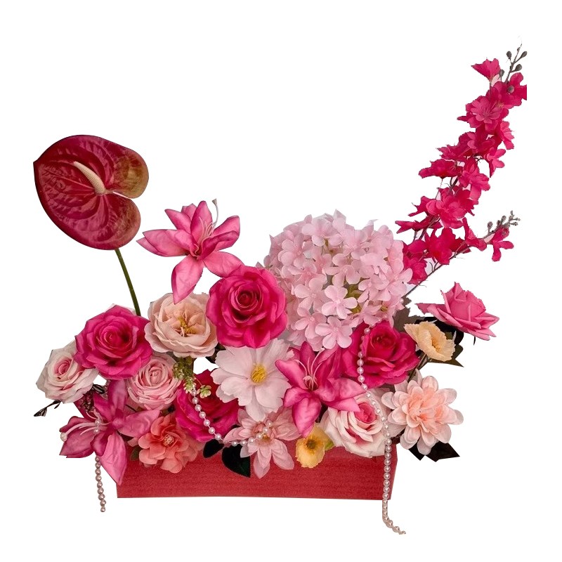 吾家婚品仿真花婚礼布置婚房床头装饰插花抱抱桶摆件结婚立体花束
