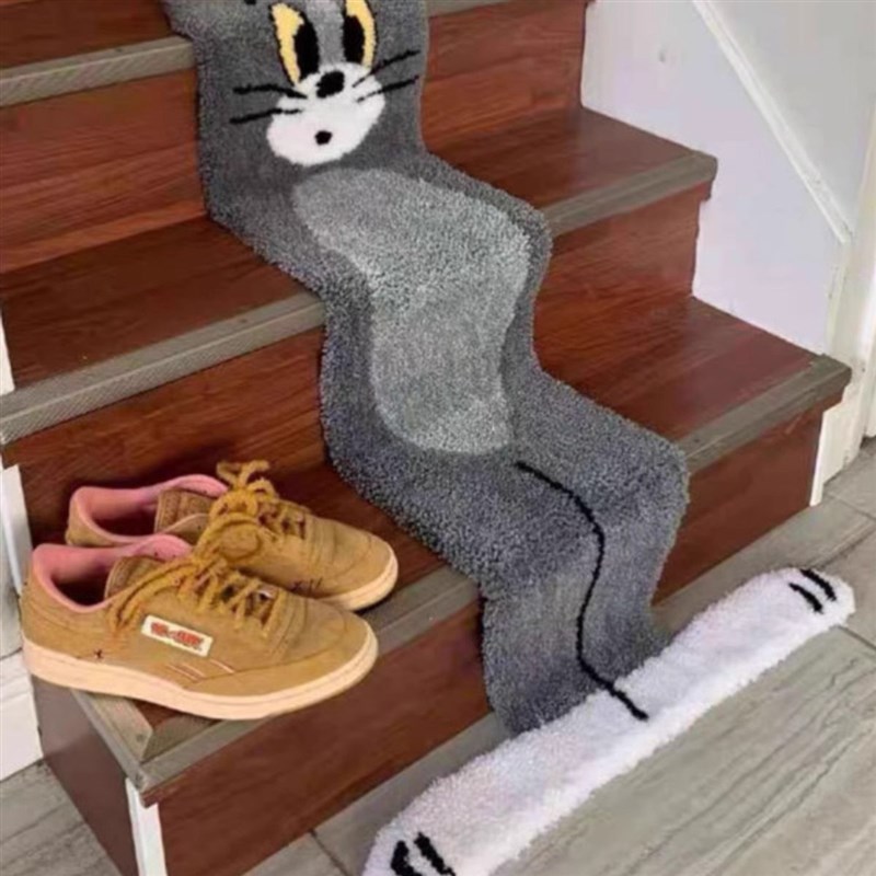 楼梯地毯猫咪楼梯踏步垫长条床边地毯卧室家卫生间门口仿羊绒
