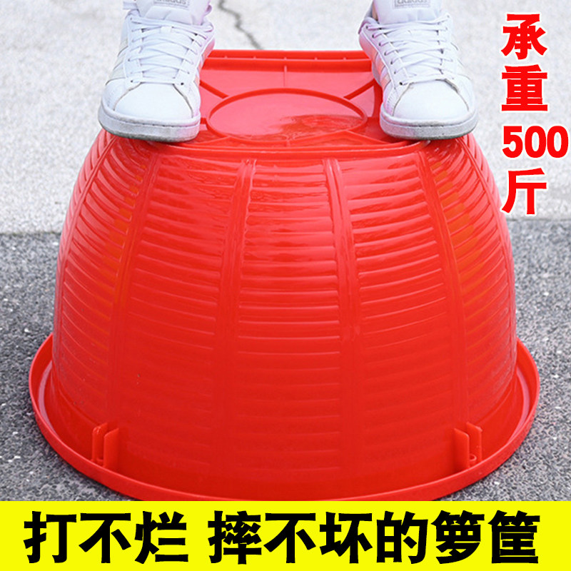 塑料箩筐圆形仿编织竹编大号加厚胶大箩筐担土水产水果蔬菜胶箩篼