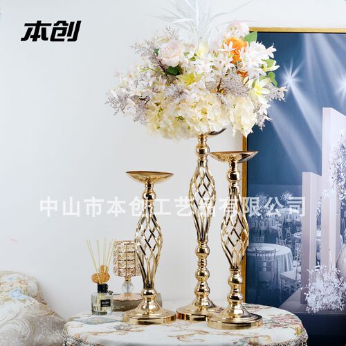 婚庆道具铁艺路引婚礼装饰烛台花瓶摆件酒店迎宾客厅餐桌插花花器