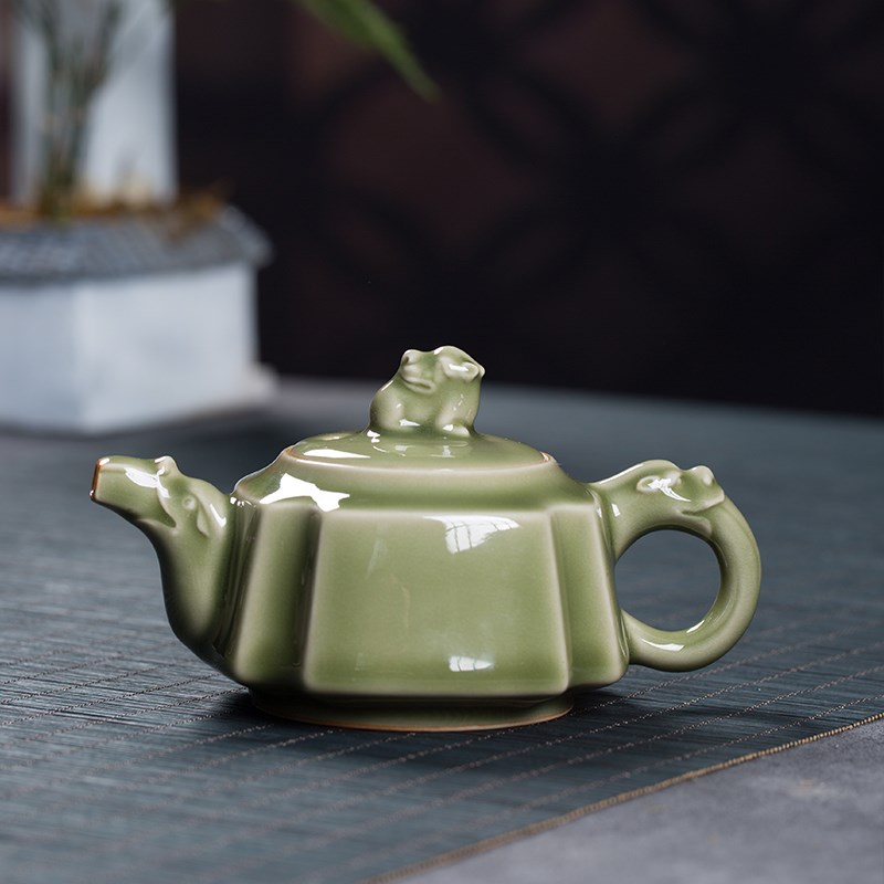 龙泉青瓷功夫茶具家用大容量手工茶壶单壶陶瓷中式越窑仿古泡茶壶