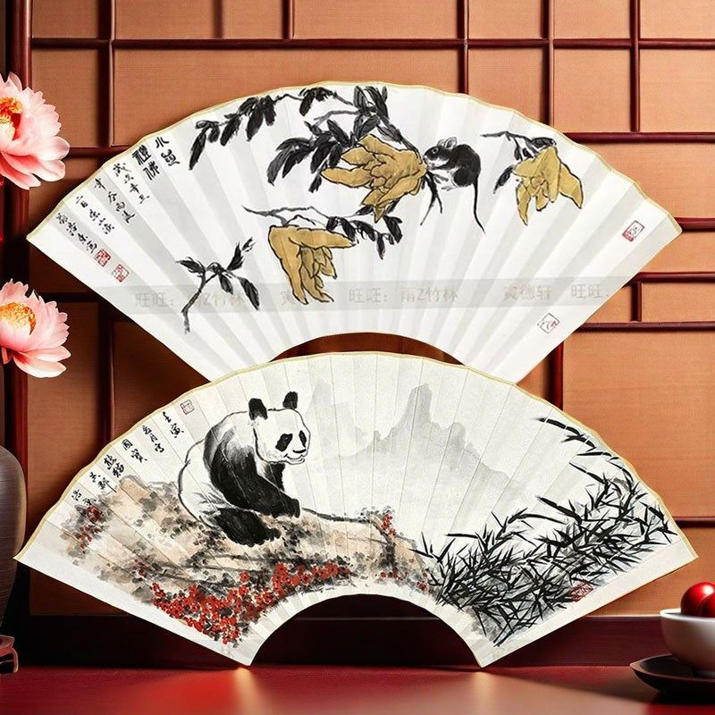 手绘扇面 十二生肖扇子 动物归类 鼠牛虎兔龙马羊猴鸡 仿名家折扇