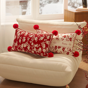 新年喜庆抱枕客厅沙发靠背垫含芯结婚红色卧室靠枕高级感飘窗靠垫