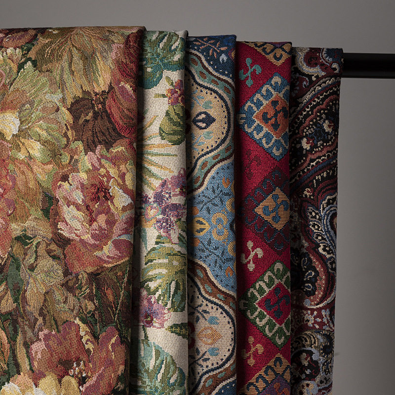 莫奈油画提花布料手工diy桌布抱枕包裙子服装设计师面料沙发布料