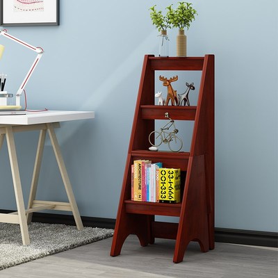 丽岛两用楼梯椅人字梯椅子实木折叠梯凳室内家用多功能梯子四步梯