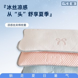 凉感冰丝枕套A类48x74cm单人儿童枕芯套学生枕头套透气可水洗夏季