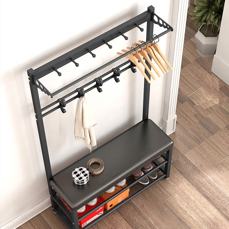 挂衣架软包坐垫一体入户换鞋凳家用进门口可坐收纳鞋柜玄关储物凳