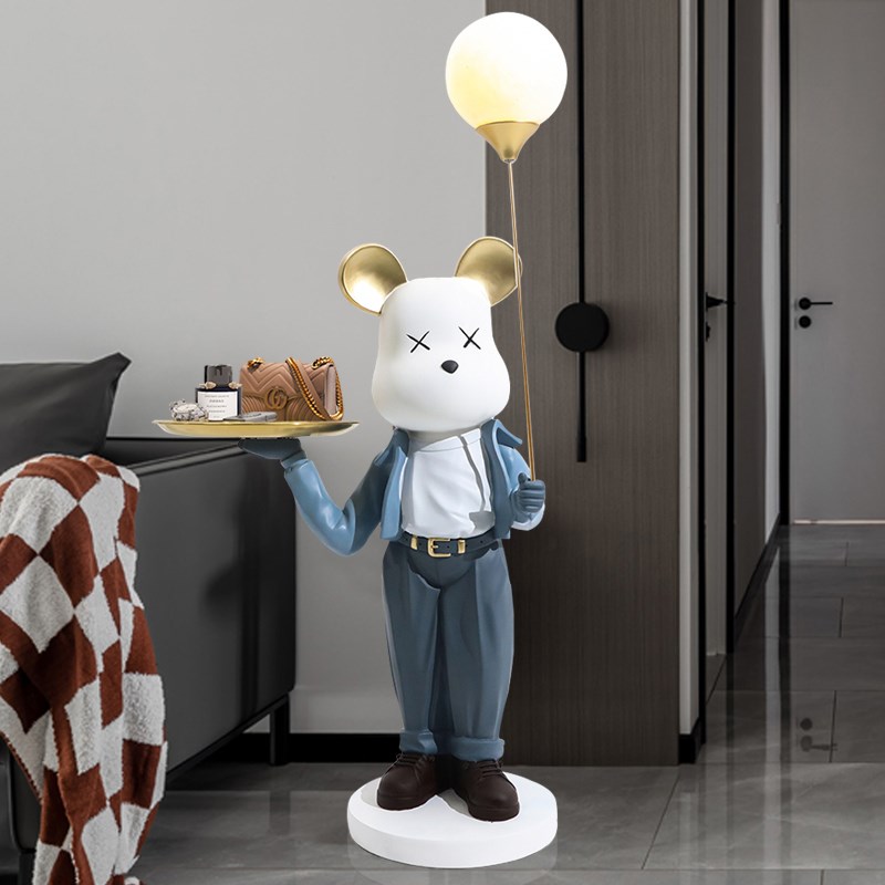 卡通暴力熊落地摆件创意夜灯收纳托盘新年搬新家卧室儿童房装饰品