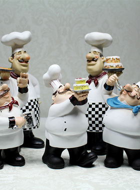 欧式复古创意厨师摆件餐厅咖啡馆家居客厅酒柜装饰品树脂人物摆设