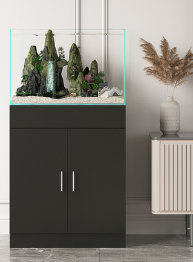 黑色鱼缸放置柜底柜非实木家用隔断方柜架子底座柜子简易承重定做