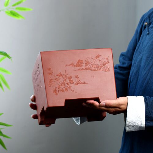 尚扣紫砂 优质红泥大号四方盆 桌面老桩盆景盆 松柏梅花景观花盆