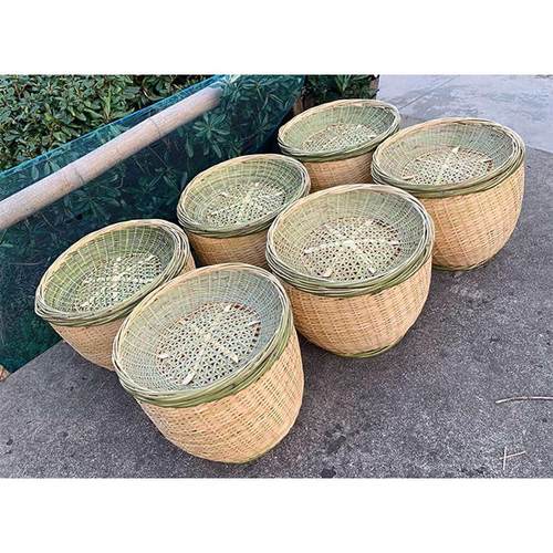 盆筐竹筐专用竹编水果盘水果超市海鲜水果篮水产篮水果超市陈列