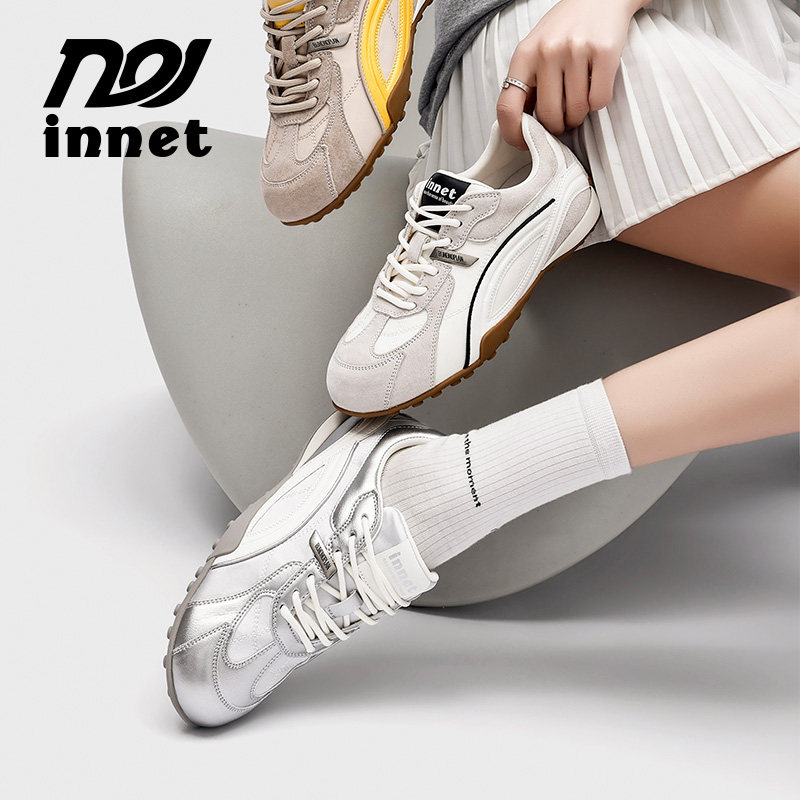 innet 女士2026年春季新爆款内增高巨好看的经典复古厚底德训鞋子