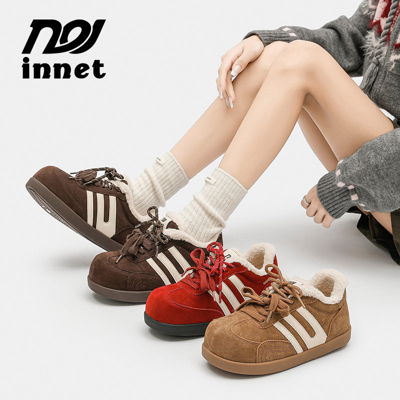 innet 女新爆款加绒2025冬季巨好看的可爱红色内增高大头德训鞋子,女鞋,德训鞋,淘宝优惠券,粉丝福利购,淘宝优惠卷