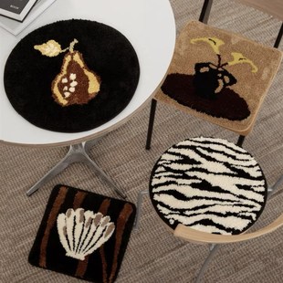 防滑簇绒坐垫复古家用沙发垫子四季通用办公室久坐椅垫耐脏坐垫