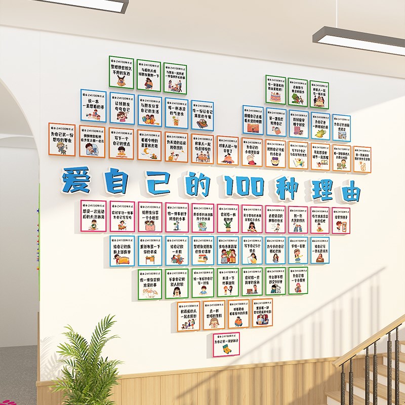 幼儿园环创主题成品布置走廊文化墙面装饰爱自己的100种表达理由