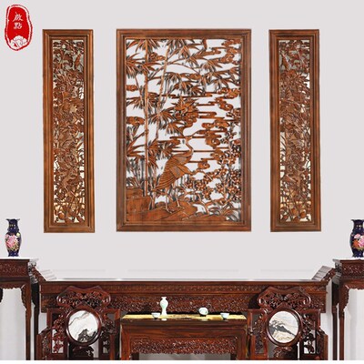 东阳中堂屏风墙饰木雕壁挂福字玄关香樟木挂件实木客厅装饰画摆件