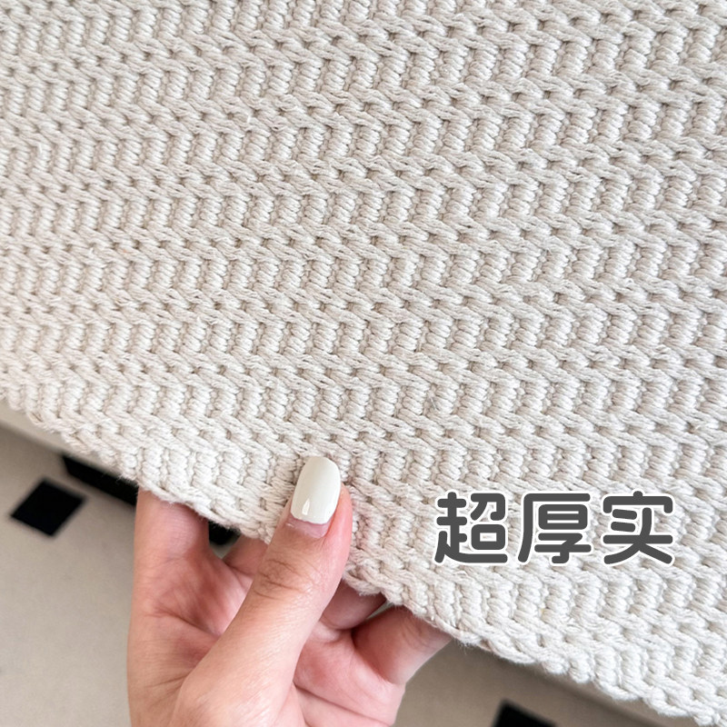 加厚抗皱棉麻沙发垫秋冬耐磨高档粗布坐垫四季通用米白透气盖布巾