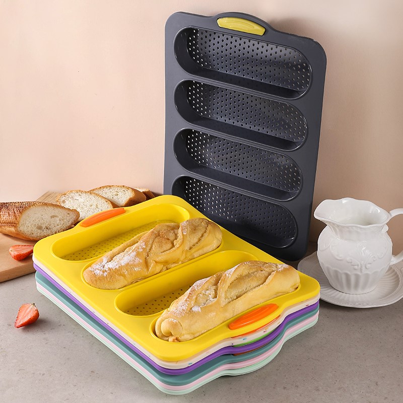 硅胶法棍面包模具四槽长条法式吐司迷你热狗蛋糕模烘焙工具烤盘