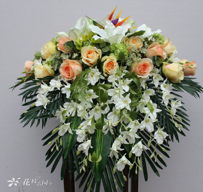 高端演讲台花艺仿真花会议桌花商务用花摆花主席台悬挂下垂装饰花