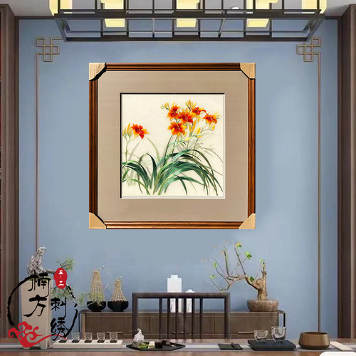 精品苏绣成品挂画纯手工刺绣4丝玉兰花鸟荷花餐厅客厅书房玄关绣