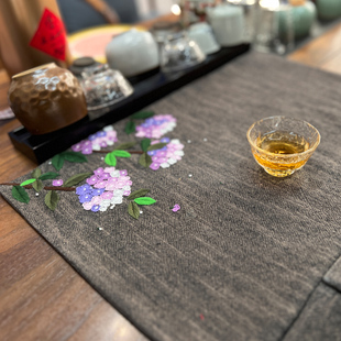 指间鲁绣刺绣手工diy材料包茶席布艺绣品家居杯垫茶垫自绣立体花