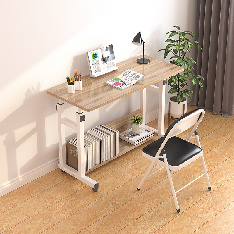 家用小户型学生学习桌移动床边桌简易懒人升降笔记本桌折叠小桌子