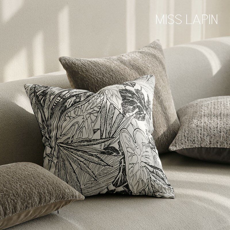澜品浮日春生黑白法式抱枕诧寂风客厅腰枕靠枕高级感沙发靠垫,居家布艺,靠垫/抱枕,淘宝优惠券,粉丝福利购,淘宝优惠卷
