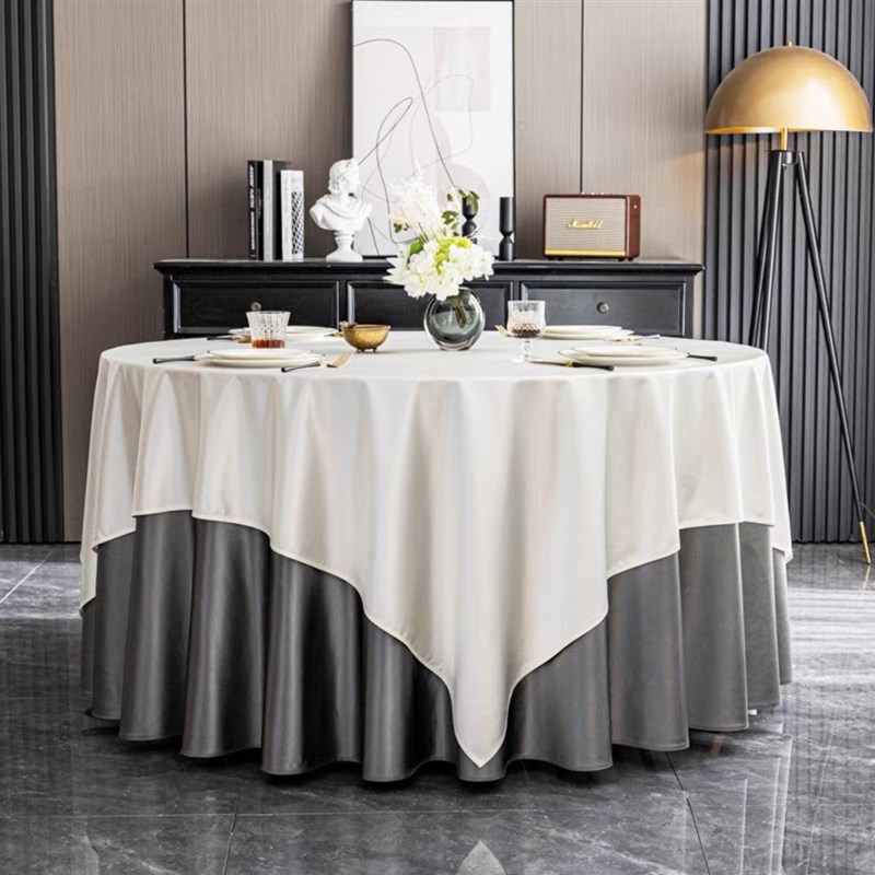 定制加厚圆形酒店桌布贡缎大圆桌桌布餐厅饭店宴会商用台布专用布