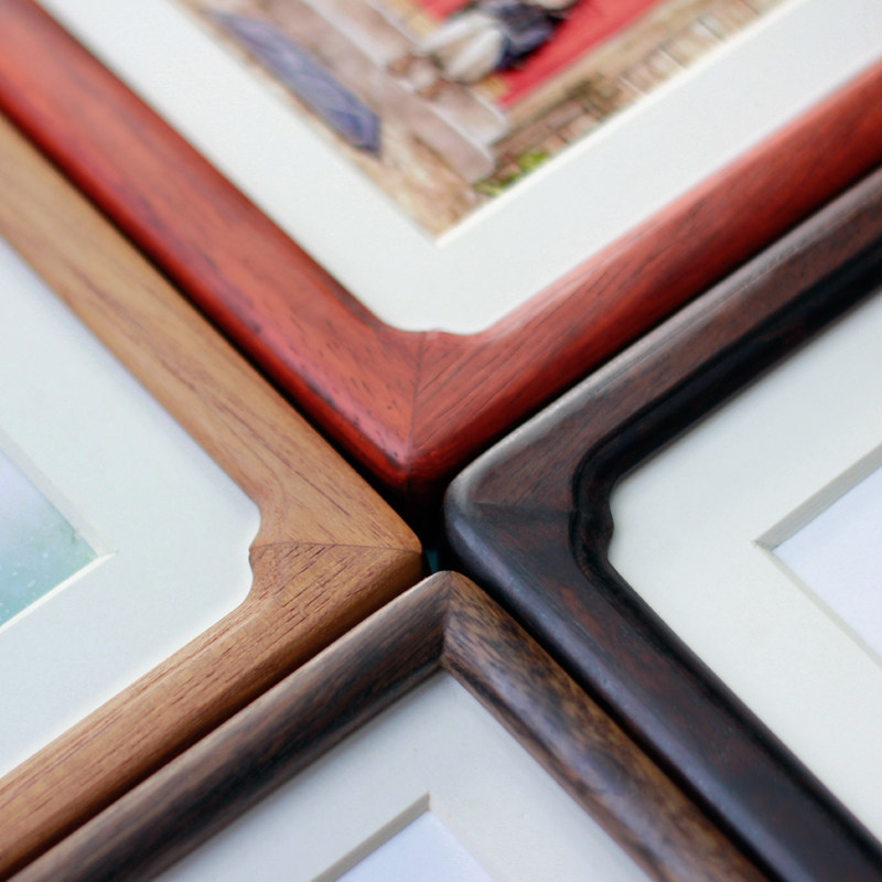 黑酸枝花样画框 红花梨红色相框 柚木褐色镜框 本木本色 手工雕刻