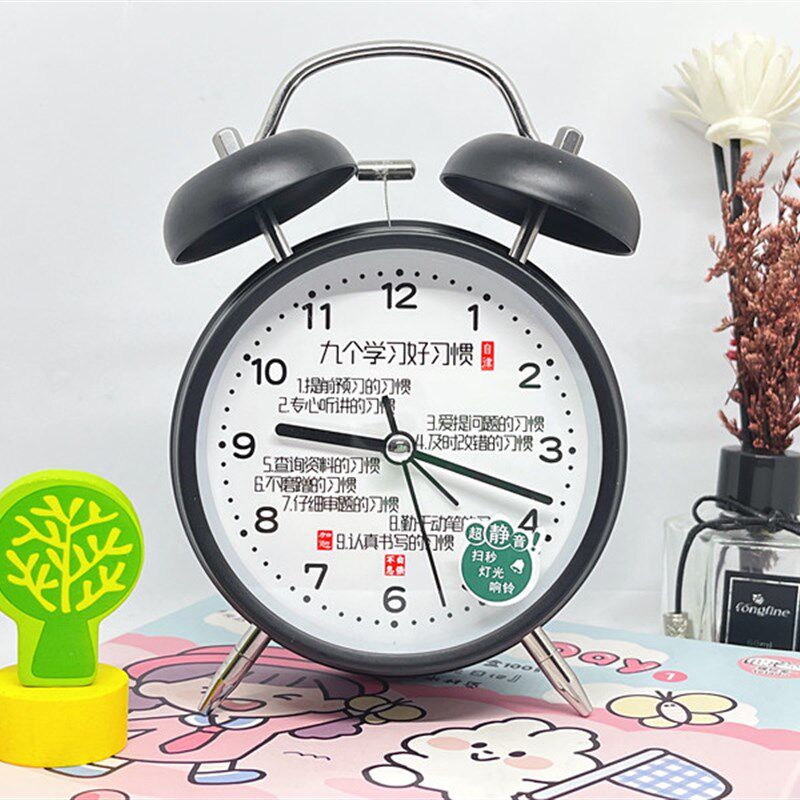 2002新款闹钟学生用励志名言儿童超大声计时器闹钟两用超静音钟表