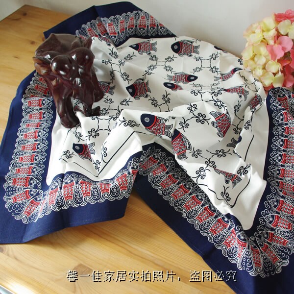 布络年年有鱼中式布艺桌布 盖布 茶几布 圆桌布 多规格
