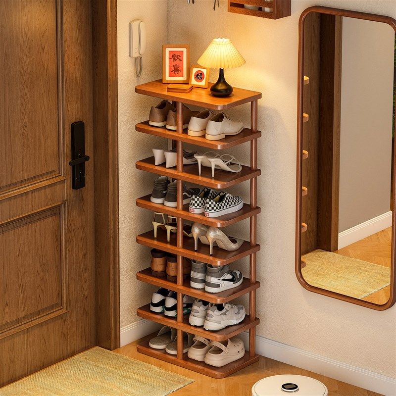 鞋架多层家用门口入户室内玄关楼道简易结实置物收纳小窄实木鞋柜,住宅家具,鞋架,淘宝优惠券,粉丝福利购,淘宝优惠卷