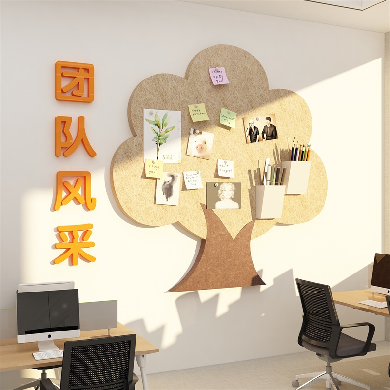 毛毡公告栏办公室墙面装饰优秀团队员工风采荣誉照片展示企业文化