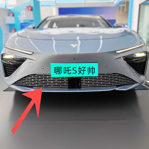 哪咤S中网外观改装件哪吒S前脸保险杠下唇防虫网装饰亮条汽车用品