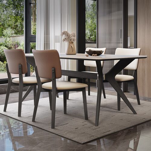 小户型岩板长方餐桌椅组合现代意式极简实木框架饭桌哑光桌面家具