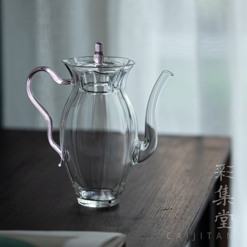 彩集棠 花漫耐热玻璃茶壶 内孔过滤冲泡花茶壶功夫茶具茶杯套装
