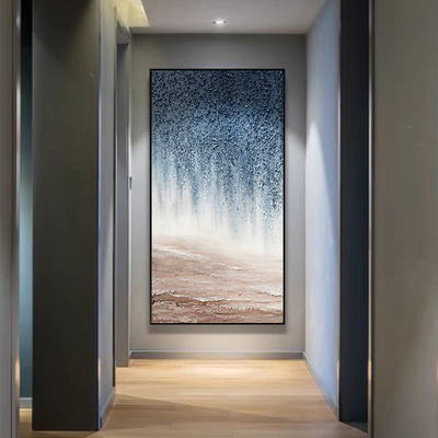 纯手绘油画璀璨星河抽象肌理客厅玄关挂画竖版大幅入户过道墙壁画