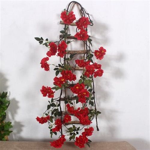 红色2米加长蔷薇假花仿真花装饰藤条 管道遮丑缠绕长条绢花藤蔓