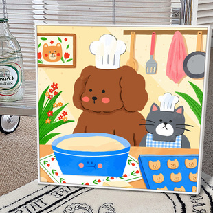 数字油画diy填色手工儿童油彩卡通小尺寸学生填充水彩简单装饰画