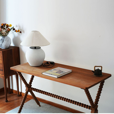 黑不二/中古复刻/中古书桌实木工作台客厅玄关长条桌子宅寂风