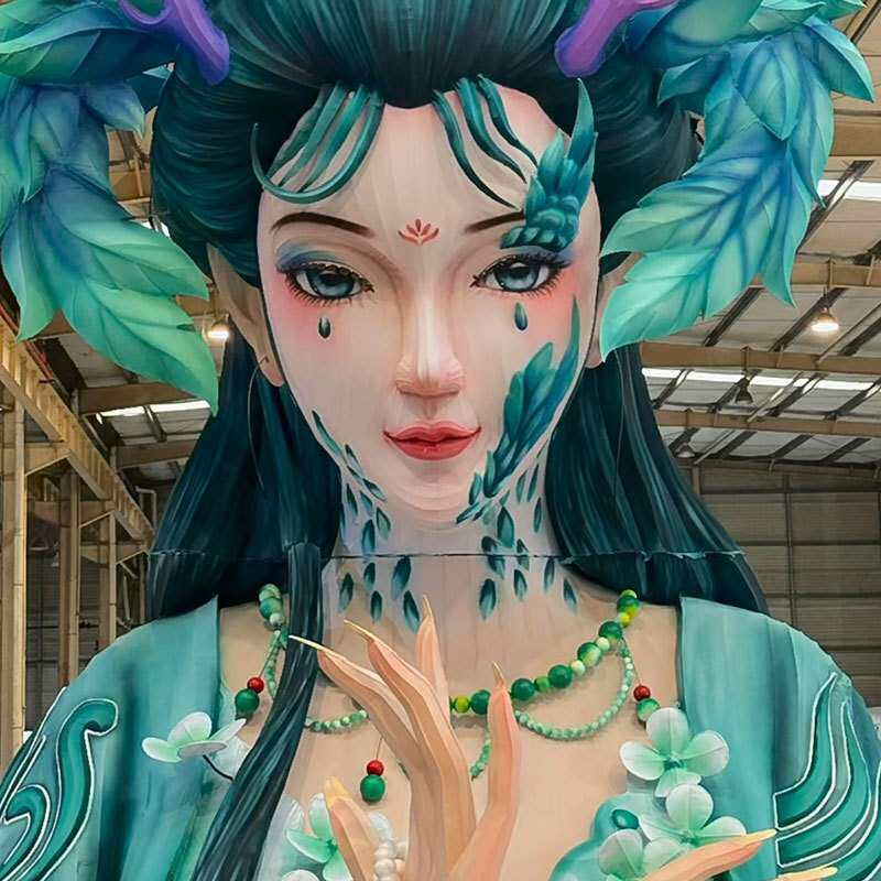 自贡大型花灯女神花灯精卫女神节日元宵亮化灯展布置彩装饰