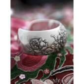 牡浮喜月手工纯银品原创设计定制雕饰复古99足纯银宽手镯丹女 正品